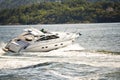 Yacht fun in fjord Royalty Free Stock Photo
