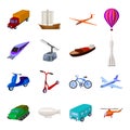 Yacht, funicular, metro transport for the transportation of passengers and cargo. Transport set collection icons in