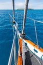 A yacht getting close to the Green Island in Great Coral Barrier, Cairns, Australia