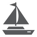 Yacht glyph icon, transport and ship, boat sign, vector graphics, a solid pattern on a white background.