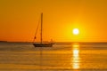 Yacht in golden sunset Charente Maritime Royalty Free Stock Photo