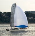 Yacht in Gravesend Bay near Verrazano Bridge in Brooklyn