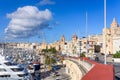 Vittoriosa Yacht Marina. Street view of Triq it-8 ta Â´Dicembru, Vittoriosa, Malta, Europe Royalty Free Stock Photo