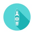 yacht with helipad icon in Flat long shadow. One of Ships collection icon can be used for UI/UX