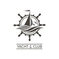 Yacht helm and waves icon