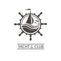 Yacht helm and waves icon