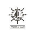 Yacht helm and waves icon