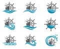 Yacht helm wheel set Royalty Free Stock Photo