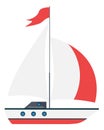 Yacht icon. Cute ship with sails. Sea boat