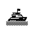Black solid icon for Yacht, sailboat and boat Royalty Free Stock Photo