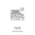 yacht icon vector from summer holiday collection. Thin line yacht outline icon vector illustration. Linear symbol for use on web