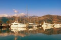 Yacht marina in Adriatic. Montenegro, Bay of Kotor, Tivat city. View of Porto Montenegro marina Royalty Free Stock Photo