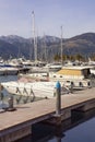 Yacht marina. Montenegro, Bay of Kotor, Tivat city. View of yacht marina of Porto Montenegro on winter day Royalty Free Stock Photo