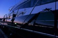 Luxury yacht exterior in the evening
