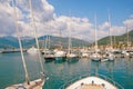 Yacht marina. View of marina of Porto Montenegro on sunny summer day. Montenegro, Tivat city Royalty Free Stock Photo