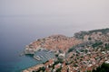 Yacht mooring at the old Dubrovnik pier. Croatia. Drone Royalty Free Stock Photo