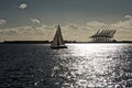 Yacht near the Port of Los Angeles Royalty Free Stock Photo