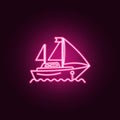 yacht neon icon. Elements of turizm set. Simple icon for websites, web design, mobile app, info graphics