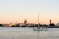 Yacht on Neva River, St. Petersburg, Russia Royalty Free Stock Photo