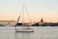 Yacht on Neva River, St. Petersburg, Russia Royalty Free Stock Photo