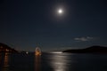 Yacht by the night anchored in Dubrovnik waters Royalty Free Stock Photo