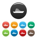 Yacht ocean icons set color vector
