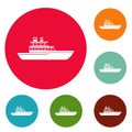 Yacht ocean icons circle set vector Royalty Free Stock Photo