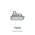 Yacht outline vector icon. Thin line black yacht icon, flat vector simple element illustration from editable transportation Royalty Free Stock Photo