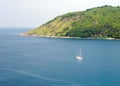 The yacht parked in the Bay of Phuket. Royalty Free Stock Photo