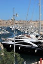 Senglea, Malta, July 2016.Yacht parking and view of the old city. .