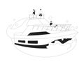 Yacht party monochrome vector spot illustration