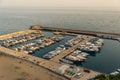 yacht pier on the sea at sunset. view from above Royalty Free Stock Photo