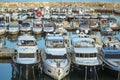 yacht pier on the seashore at sunset. Royalty Free Stock Photo