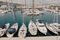 Yacht port in the Mediterranean city. Horizontal mock-up. Royalty Free Stock Photo