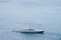 Yacht in Positano Harbor, Cliffside Village, province of Salerno, the region of Campania, Amalfi Coast, Costiera Amalfitana, Italy