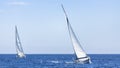 Yacht race in the open sea. Sailing. Luxury yachts. Travel. Royalty Free Stock Photo