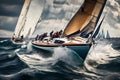 A yacht racing through choppy waters