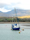 Yacht resting aground in wales