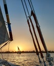 yacht on the river Nile on sunset