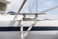 Yacht rope cleat detail image Royalty Free Stock Photo