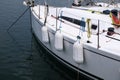 Yacht safety fenders on port side