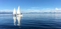 Yacht sail boats sailing over Lake Taupo New Zealand