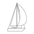 Yacht sail vector outline icon. Vector illustration sailboat on white background. Isolated outline illustration icon of