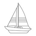 Yacht sail vector outline icon. Vector illustration sailboat on white background. Isolated outline illustration icon of