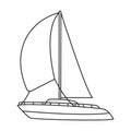 Yacht sail vector outline icon. Vector illustration sailboat on white background. Isolated outline illustration icon of