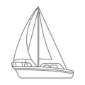 Yacht sail vector outline icon. Vector illustration sailboat on white background. Isolated outline illustration icon of