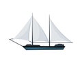 Yacht sailboat or sailing ship, sail boat marine. Cruise travel company. Vector icon