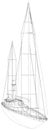 Yacht sailboat or sailing ship wire-frame. Vector illustration. Tracing illustration of 3d