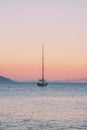 Yacht sailing in Aegean sea sunset landscape travel yachting tour Royalty Free Stock Photo