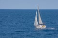 Yacht sailing in blue ocean Royalty Free Stock Photo